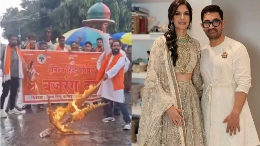 বারবার হিন্দু নারী বিয়ে করায় আমির খানের বিরুদ্ধে বিক্ষোভ, কুশপুত্তলিকা দাহ