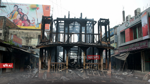 আগুনে পুড়ে ছাই ঐতিহাসিক ধামরাইয়ের রথ