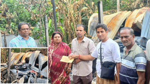 অগ্নিকাণ্ডে ক্ষতিগ্রস্ত গুরুভ্রাতা অসীম কুমার দাশের পাশে শ্রী গুরু ব্রজবাসী সংঘ বাংলাদেশ